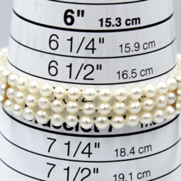 14K Three Strand Pearl Bracelet - Picture 9 of 11